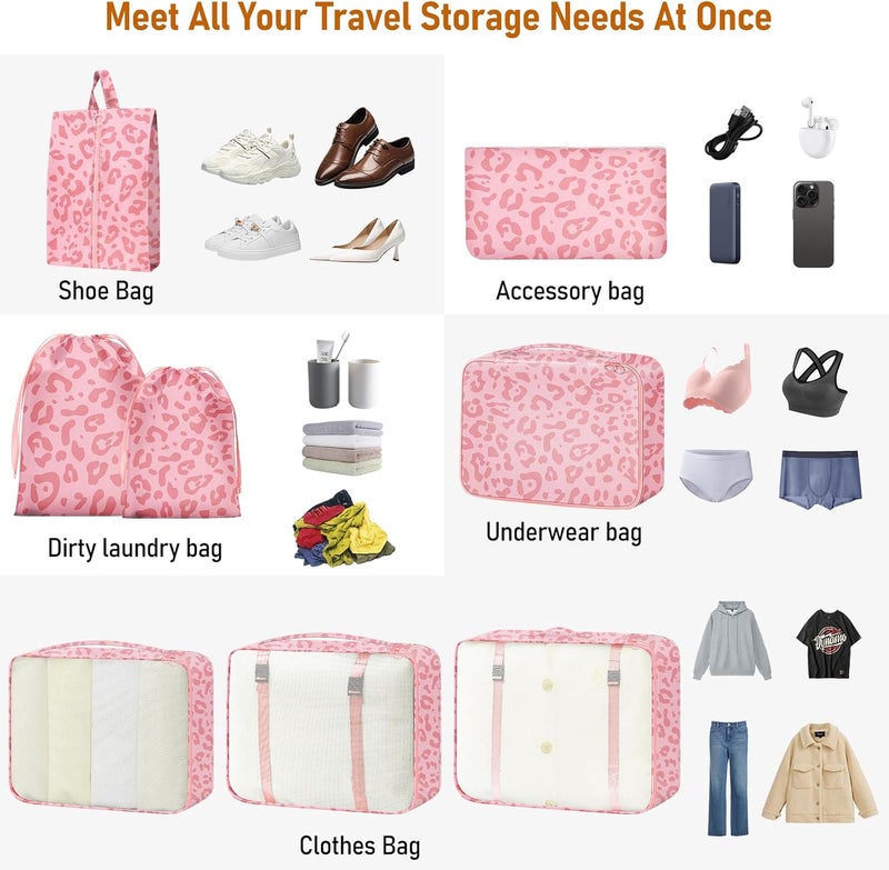 YEEYAA Packing Cubes for Travel - 8 Set Luggage Organizer Bags for Family, Mesh Breathable Packing Cubes for Suitcases Durable Travel Essentials Bags Set - Image 3